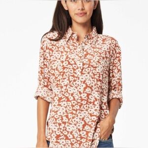 Roller Rabbit 100% Silk Olindo Victoria Blouse in Terracotta